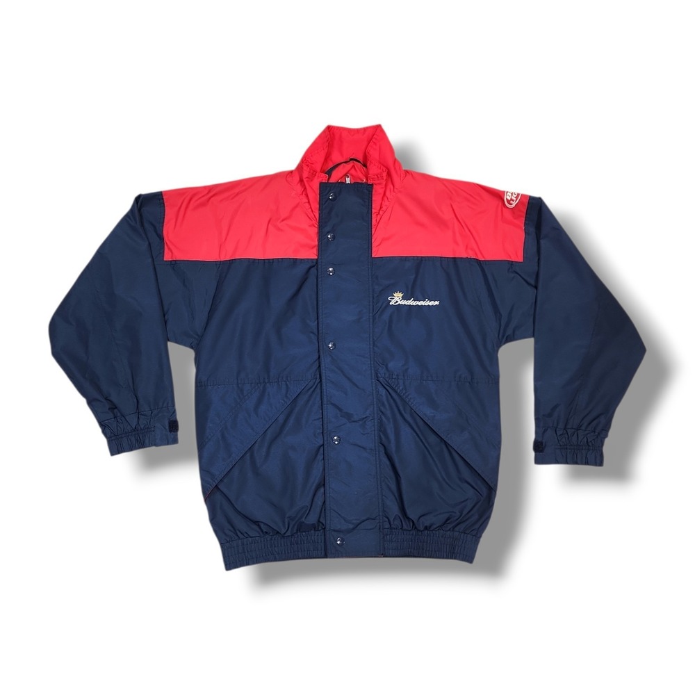 Vintage Budweiser Jacket Red/Navy‎ Size L Anheuser Busch Warehouse Employee